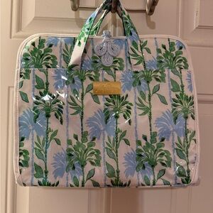 Lilly Pulitzer Blue and Green Floral Cosmetic Bag